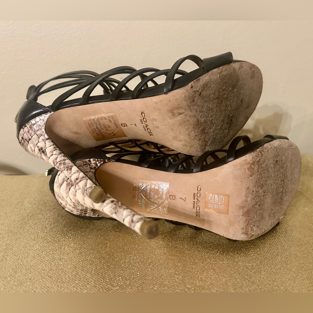 Coach Josef Snake Print Braided Gladiator Heels - Picture 9 of 14